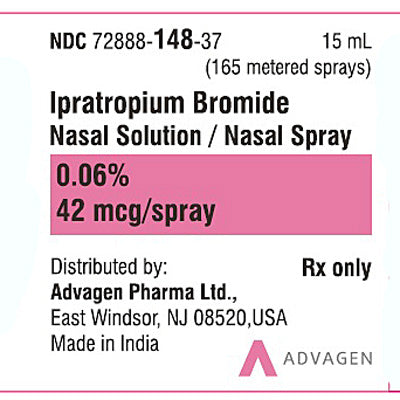 Ipratropium Bromide Nasal Spray 0.06% Nasal Solution 15 mL (165 Metered Sprays)