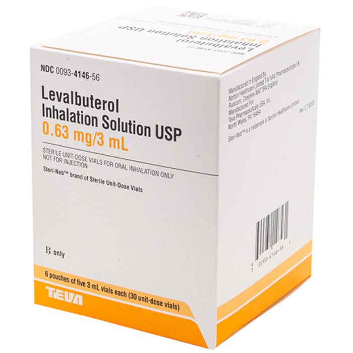 Levalbuterol Inhalation Solution 0.63mg Nebulizer Vial 3 mL x 30/Box - Teva (Rx)
