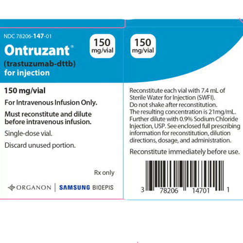 Ontruzant Trastuzumab-Dttb Injection 150 mg Cancer Medicine **Refrigeration Required** (RX)