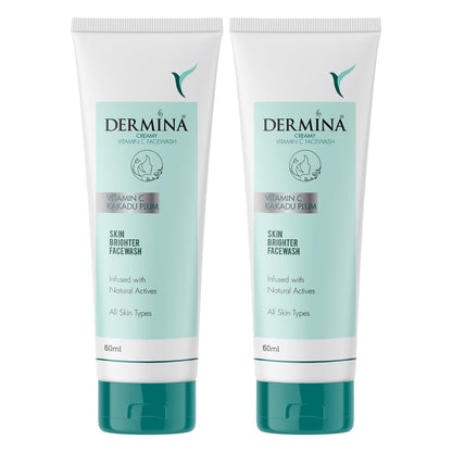 DERMINA Creamy Vitamin C Face Wash with Kakadu Plum for Clean & Glowing Skin | Oil Free Skin & Instant Glow | For All Skin Types | Women & Men