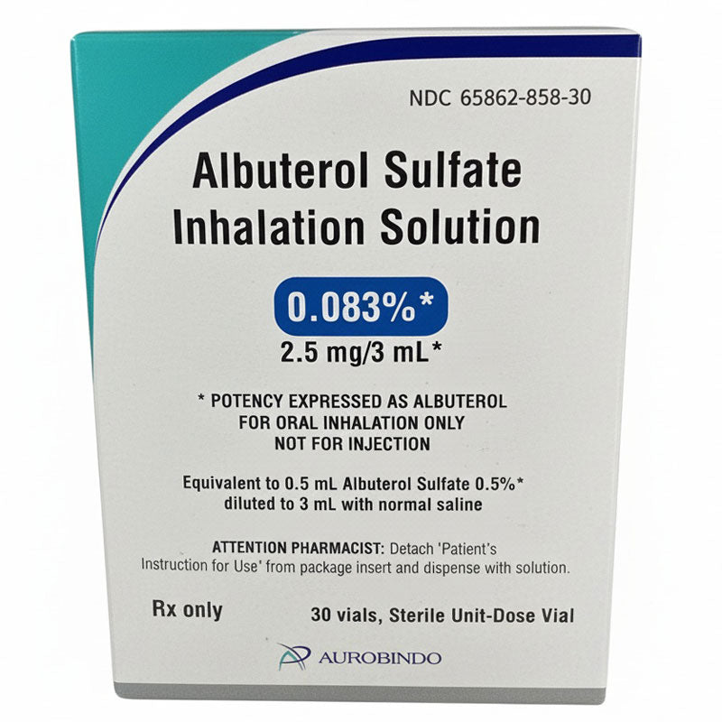 Albuterol Sulfate Inhalation Solution 0.083% (2.5 mg/ 3 mL) Unit-Dose Sterile Vials, 30 Count (Rx)
