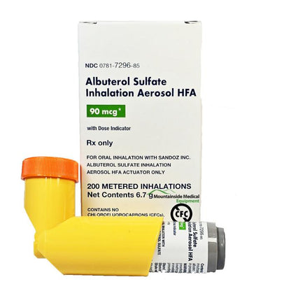 Albuterol Sulfate Inhaler Aerosol HFA 90 mcg 200 Metered Inhalations (RX)