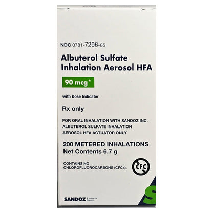 Albuterol Sulfate Inhaler Aerosol HFA 90 mcg 200 Metered Inhalations (RX)