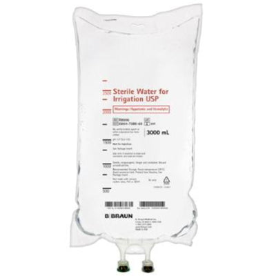 B. Braun Sterile Water for Irrigation, 3000 mL bag. Sterile Water of Irrigation