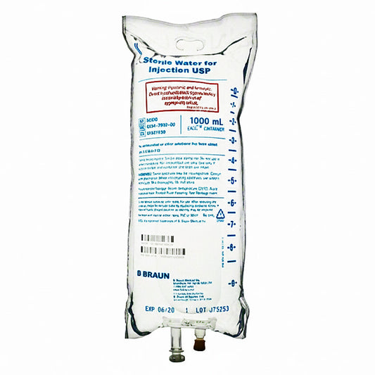 IV Bags, Sterile Water for Injection 1000 mL by B Braun (12/Case) (Rx)
