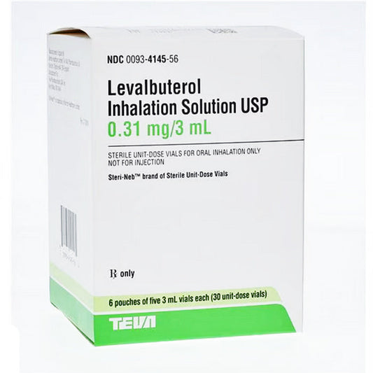 Levalbuterol Inhalation Solution 0.31 mg Nebulizer Vial 3 mL x 30/Box - Teva