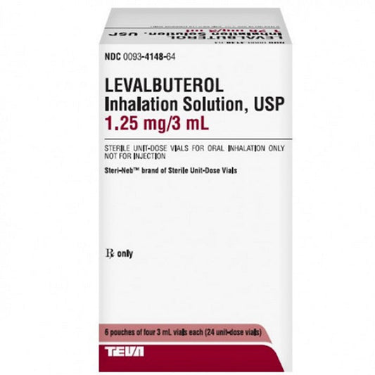 Levalbuterol Inhalation Solution 1.25mg Nebulizer Vial 3 mL x 30/Box - Teva (Rx)