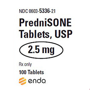Prednisone Tablets 2.5 mg by Endo USA 100 Count (RX)