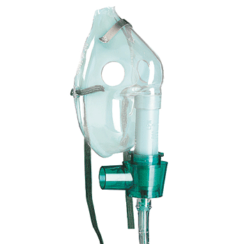 Multi-Vent Air Entrainment Mask Elongated Style Adult with Adjustable Head Strap & Nose Clip