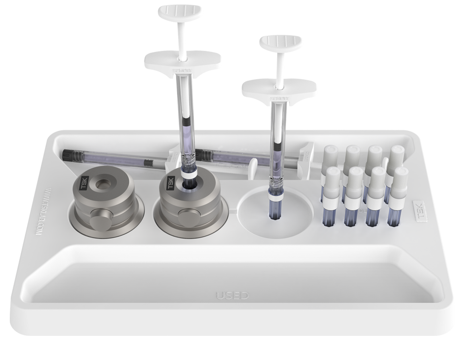 TSK Professional Bundle - 1 box of steriglide cannulas, 1 needle holder and 1 treatment tray